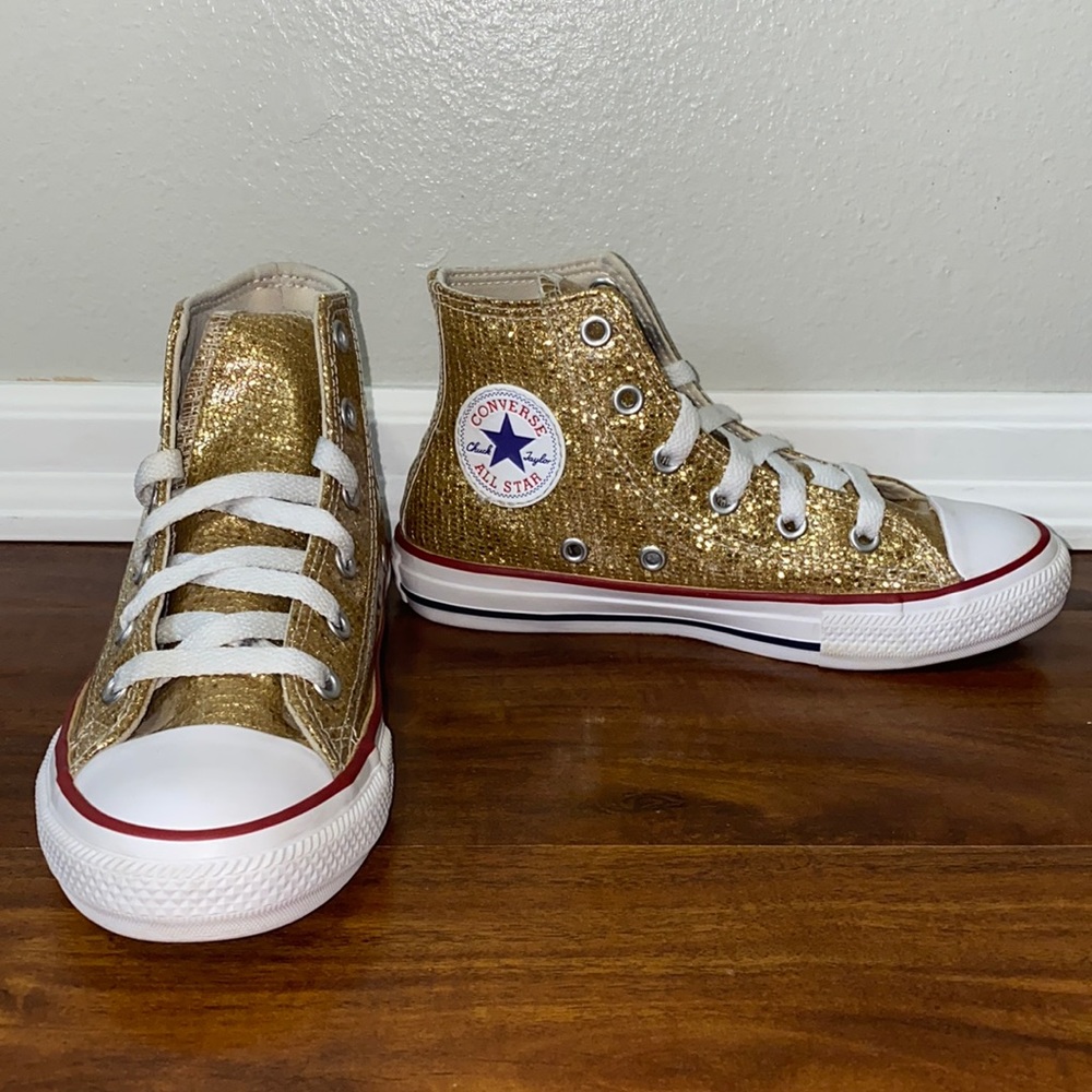 Converse Chuck Taylor All Star Kids Sparkle Hi Gold/Enamel Size 13